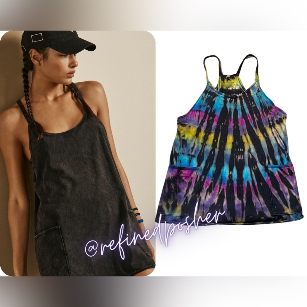 Free People Movement Hot Shot Mini Romper size Small NEW Black Reverse Tie Dye